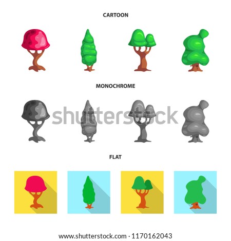 Vector design of tree and nature icon. Collection of tree and crown vector icon for stock.
