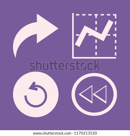 strategy vector icons set. with right arrow, reload arrow, left arrow and graph in set