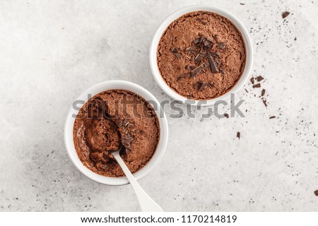 Chocolate mousse (souffle) from aquafaba. Vegan chickpea dessert. Clean eating concept. Royalty-Free Stock Photo #1170214819