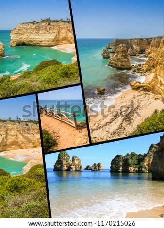 Collage of tourist photos of the Lagos Portugal