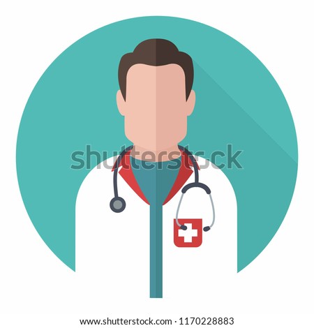 Vector medical icon doctor. Image Doctor with stethoscope. Illustration Medic doctor avatar in a flat style. Royalty-Free Stock Photo #1170228883
