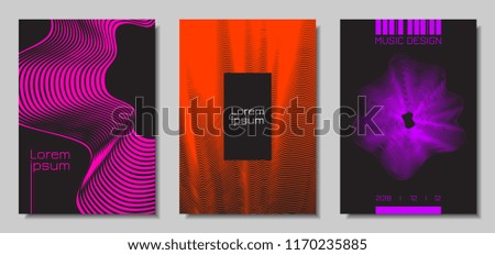 Wave Abstract Covers. Templates Set with Wavy Stripes. Movement and Distortion Effect. EPS10 Vector Design. 3D Backgrounds with Flow Lines. Wave Covers for Brochure, Magazine, Music Poster, Book, Page