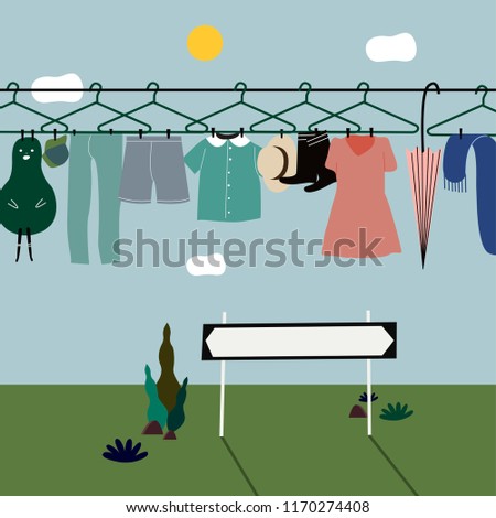 Washed clothes hanging on the clothes line