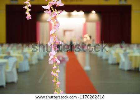 Flower bouquet for wedding ceremony (blurry background)