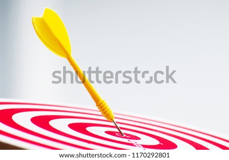target dart pin on center 10 point dartboard  Marketing concept.