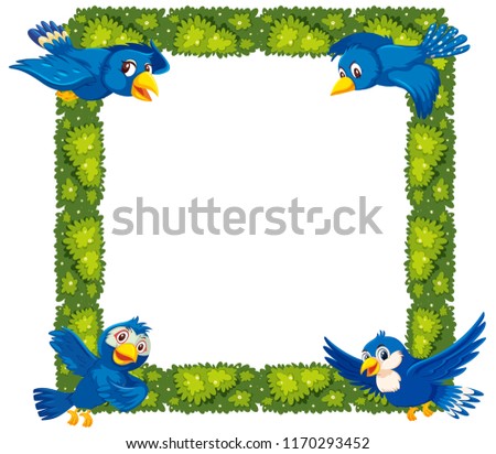 Plant and bird border illustration