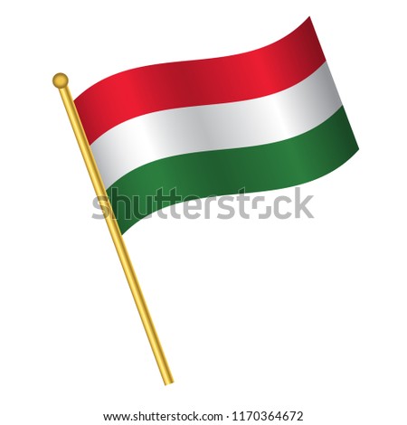 Flag of Hungary,Hungary  flag Golden waving isolated vector illustration eps10.