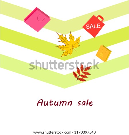autumn sale paper package fallen leaves vector background