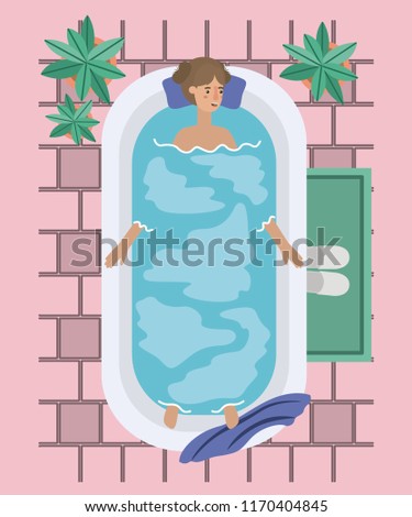 woman taking a bath tub