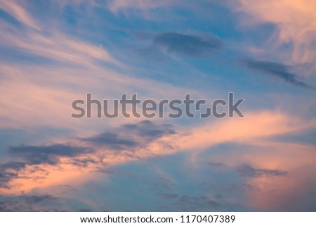 Sky background, deep blue, pink, orange and purple tones with white clouds texture. HD background, 4k wallpaper suitable for PC, tablet or mobile phone device. Taken in Brno, Czech Republic, Europe.