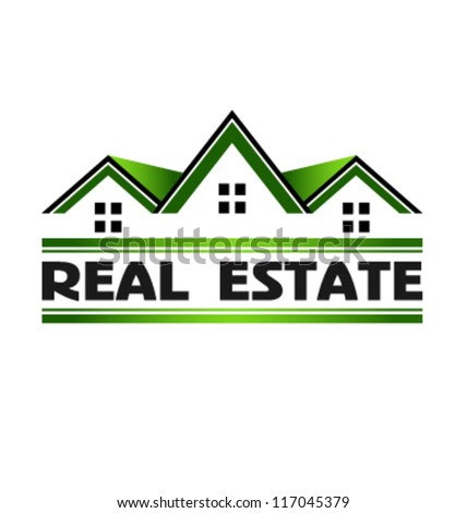 Green Real Estate Houses. Vector icon