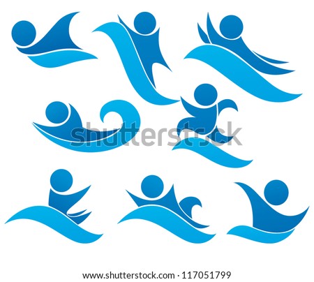 vector collection of aqua park and swimming symbols