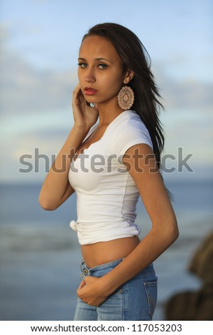 Young slim girl posing