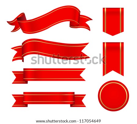 Red Ribbons Set Royalty-Free Stock Photo #117054649