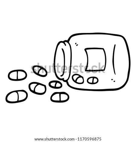 black and white cartoon jar of pills