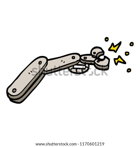 hand drawn doodle style cartoon robot arm