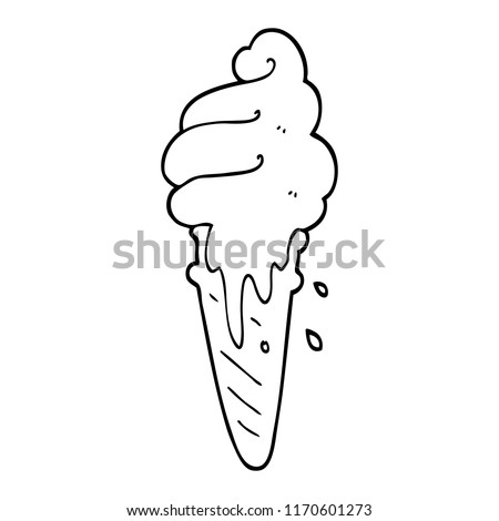black and white cartoon ice cream cone