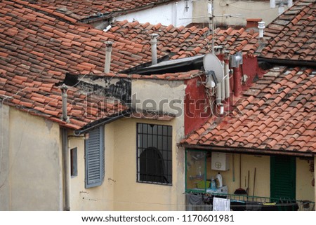 florence italy old houses roofs detail aerial view