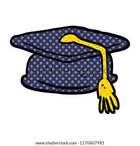 comic book style cartoon graduation hat