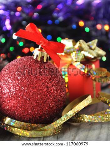 Christmas ball and presents