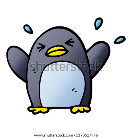 vector gradient illustration cartoon flapping penguin