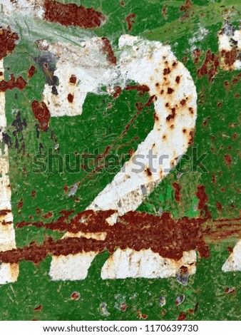 Written Wording in Distressed State Typography Found Letter Number Two 2