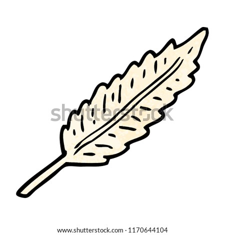grunge textured illustration cartoon of a white feather