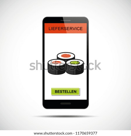 order sushi set via smartphone vector illustration EPS10