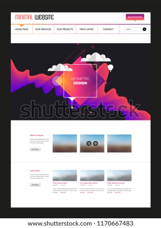 Modern cool website design template, with colorful abstract header design.