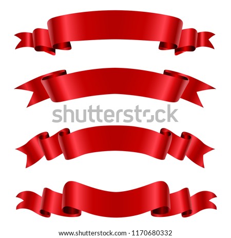 Vector red ribbons.Ribbon banner set.  Royalty-Free Stock Photo #1170680332