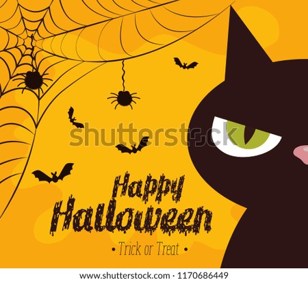 happy halloween card with black cat