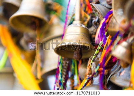 Prayer bells at buddhist temple in Kathmandu, Nepal