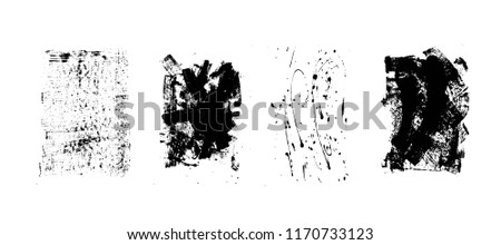 Set of artistic black grunge backgrounds. Vector texture. Dirty artistic design element.