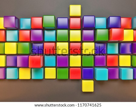 Colorful squares abstract background 3d volume style illustrations