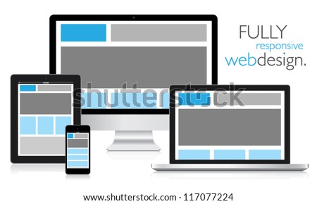 Fully responsive web design in electronic devices vector eps10 Royalty-Free Stock Photo #117077224