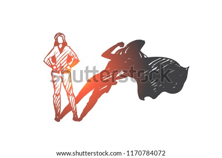 self-esteem, businessman, potential concept. Hand drawn woman with high potential and hidden talent concept sketch. Isolated vector illustration. Royalty-Free Stock Photo #1170784072