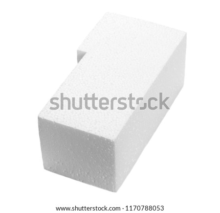 Styrofoam cube isolated on white background, with clipping path
