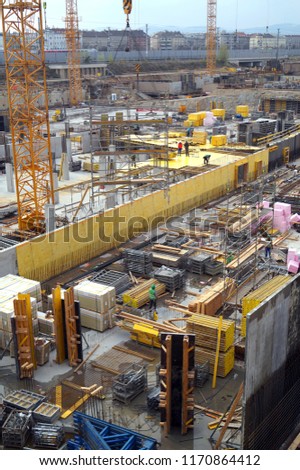 Huge construction site, Vienna, Austria  Royalty-Free Stock Photo #1170864412