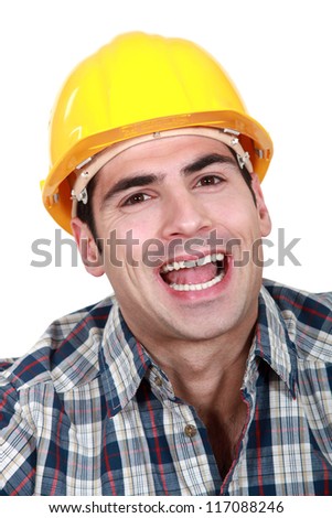 Landscape Portrait of smiling worker
