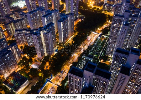 Top view of Hong Kong in the evening