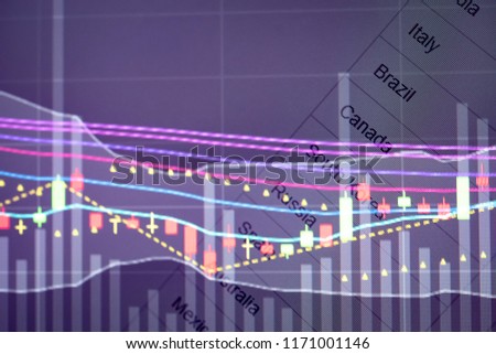Stock market graph chart. The digital information for Forex trading market.