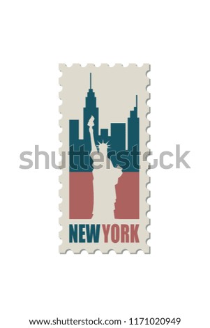 postage stamp with american symbol statue of liberty image