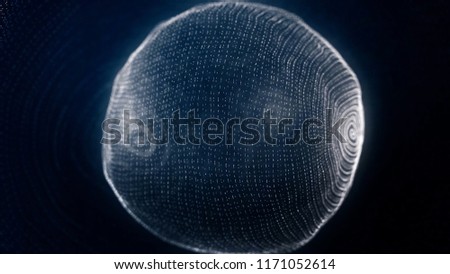 Sphere Of Spinning Points, Particles. Loop animation. Spherical shape of the points of technological animation