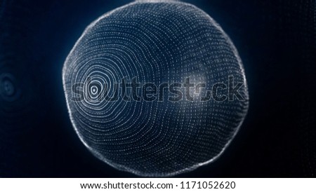 Sphere Of Spinning Points, Particles. Loop animation. Spherical shape of the points of technological animation