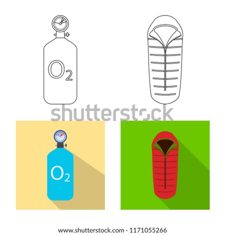 Vector illustration of alpinism and peak sign. Collection of alpinism and camp vector icon for stock.