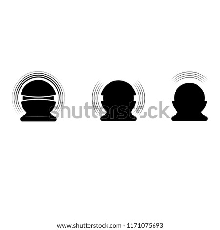 Set of three black voice assistant silhouettes isolated on white background