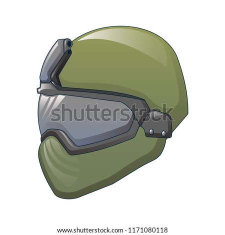 Tactical helmet icon. Cartoon of tactical helmet vector icon for web design isolated on white background