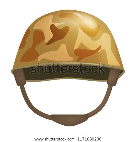 Khaki helmet mockup. Realistic illustration of khaki helmet vector mockup for web design isolated on white background