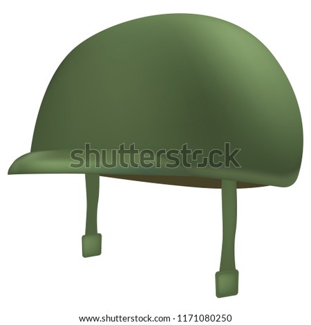 Green helmet mockup. Realistic illustration of green helmet vector mockup for web design isolated on white background