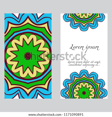 Vector mandala pattern. two template for flyer or invitation card design
